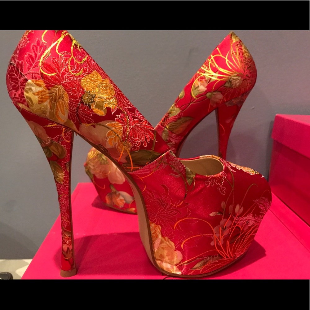 COPY - Pink Floral High Heels - Size 6
